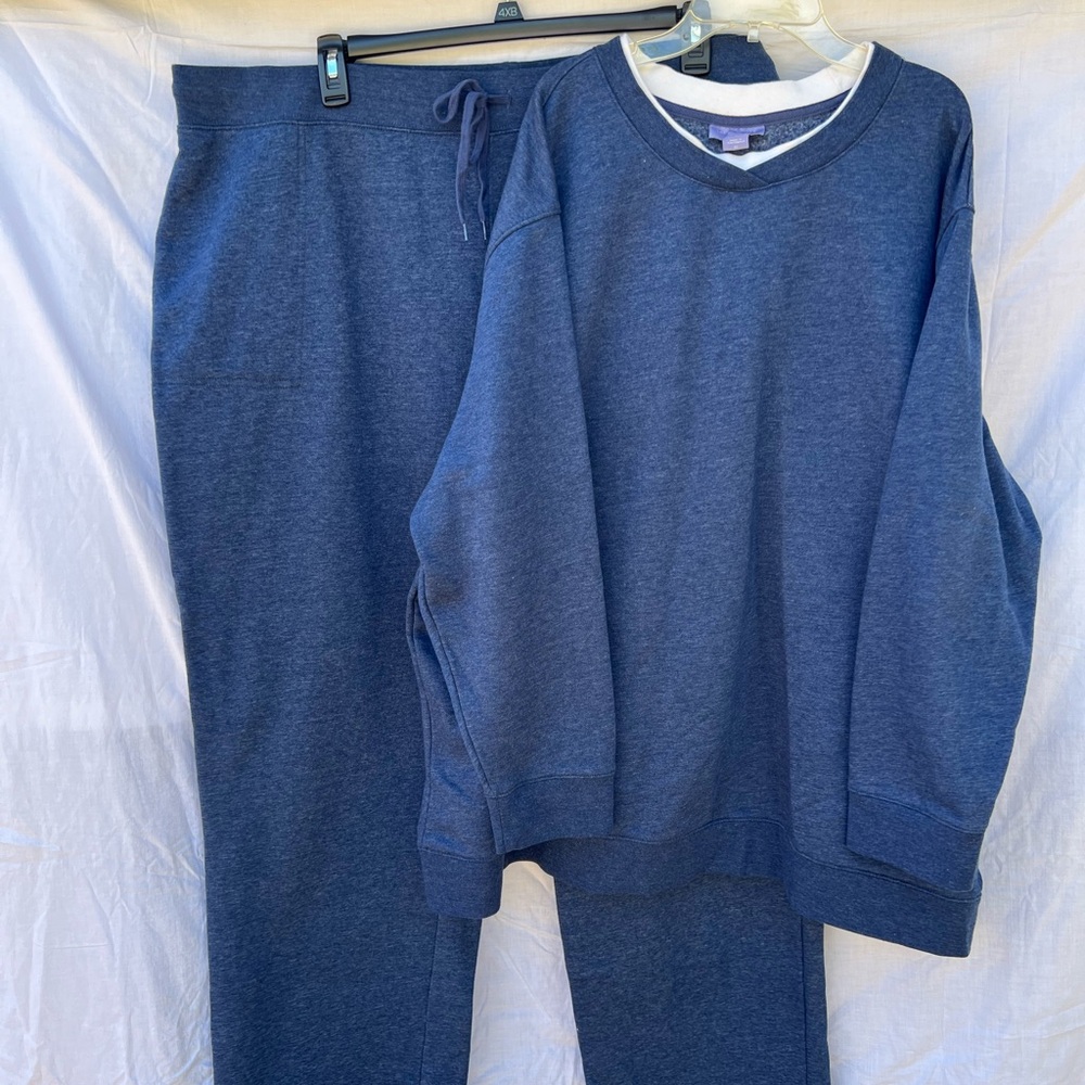 Laura Scott Woman Heather  Blue Sweatshirt and Sweatpants Set. Size 3X